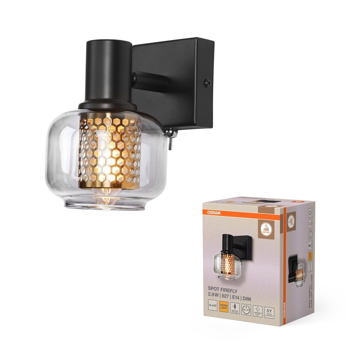 4099854471971 - Dekorativní černé nástěnné svítidlo 2,80 W Teplá bílá 105 mm - Nástěnné svítidlo - LEDVANCE e - shop