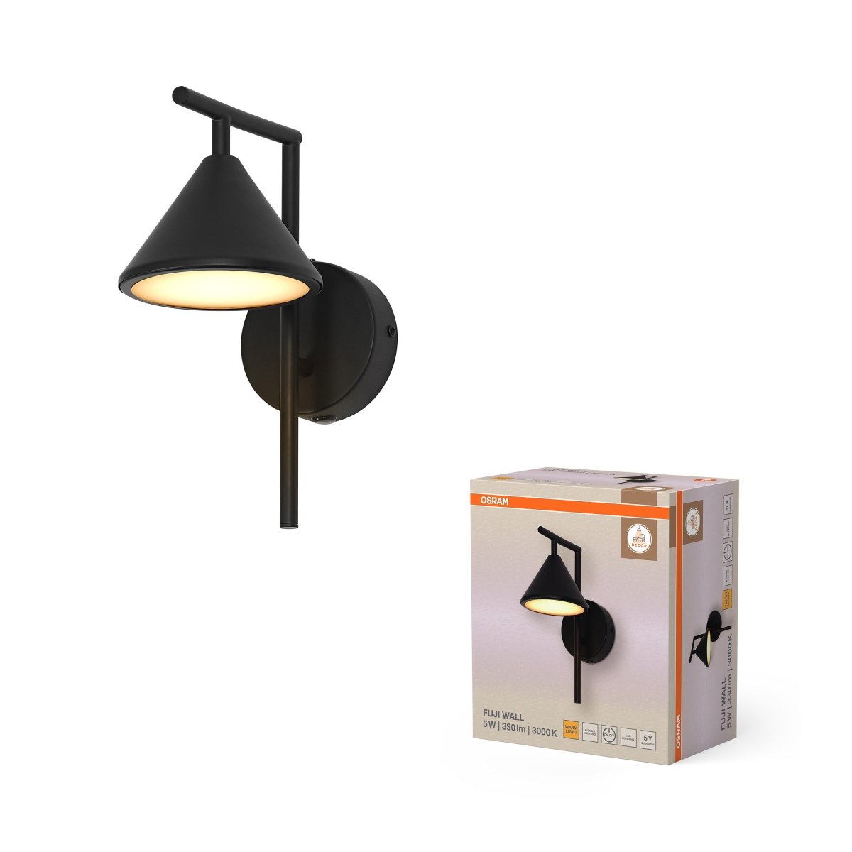 4099854453717 - Dekorativní černé nástěnné svítidlo 5 W Teplá bílá 120 mm - Nástěnné svítidlo - LEDVANCE e - shop