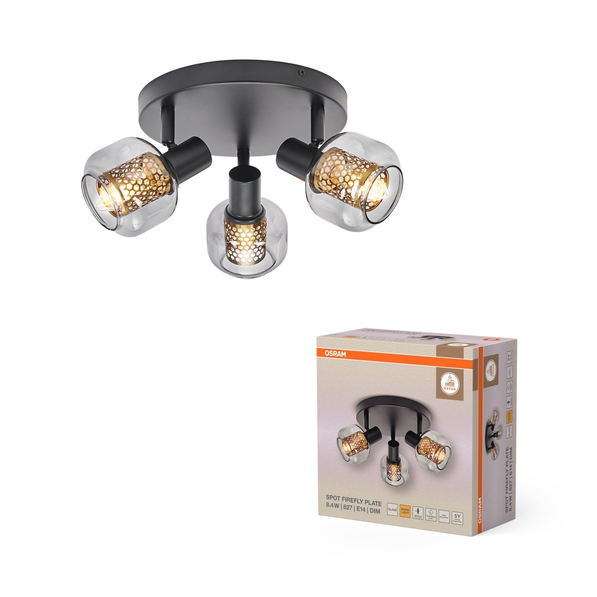 4099854474637 - Dekorativní černé stropní svítidlo 8,40 W Teplá bílá - Stropní svítidlo - LEDVANCE e - shop