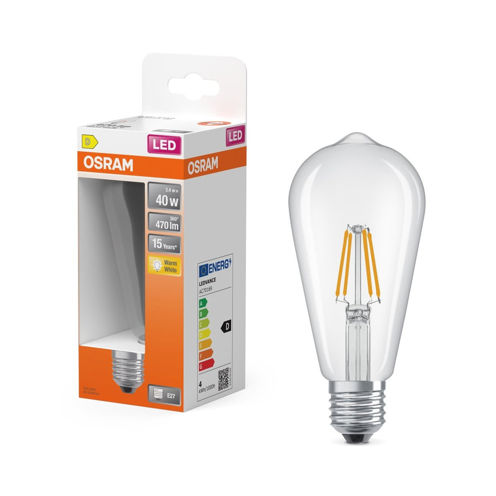 Dekorativní LED průhledná žárovka E27 4 W CLASSIC ST, teplá bílá OSRAM