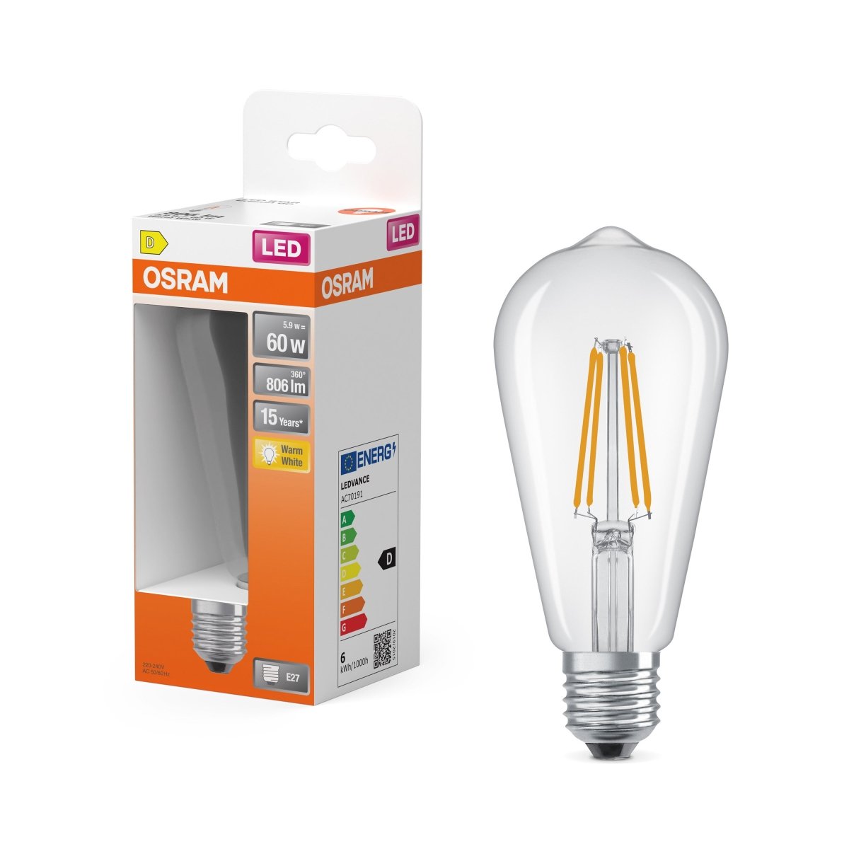 4099854468179 - Dekorativní LED průhledná žárovka E27 6,5 W CLASSIC ST, teplá bílá OSRAM - Žárovka - LEDVANCE e - shop