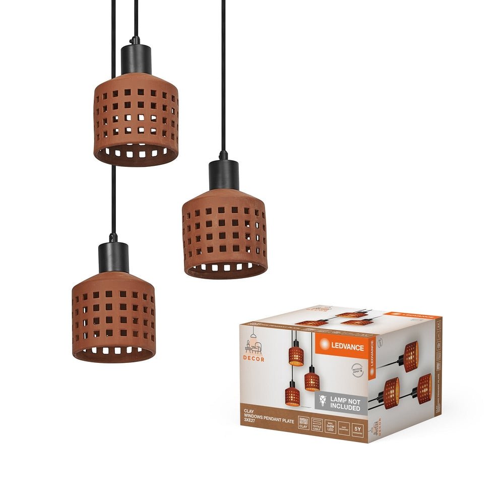 Dekorativní lustr 3 x E27 CLAY WINDOWS PENDANT PLATE