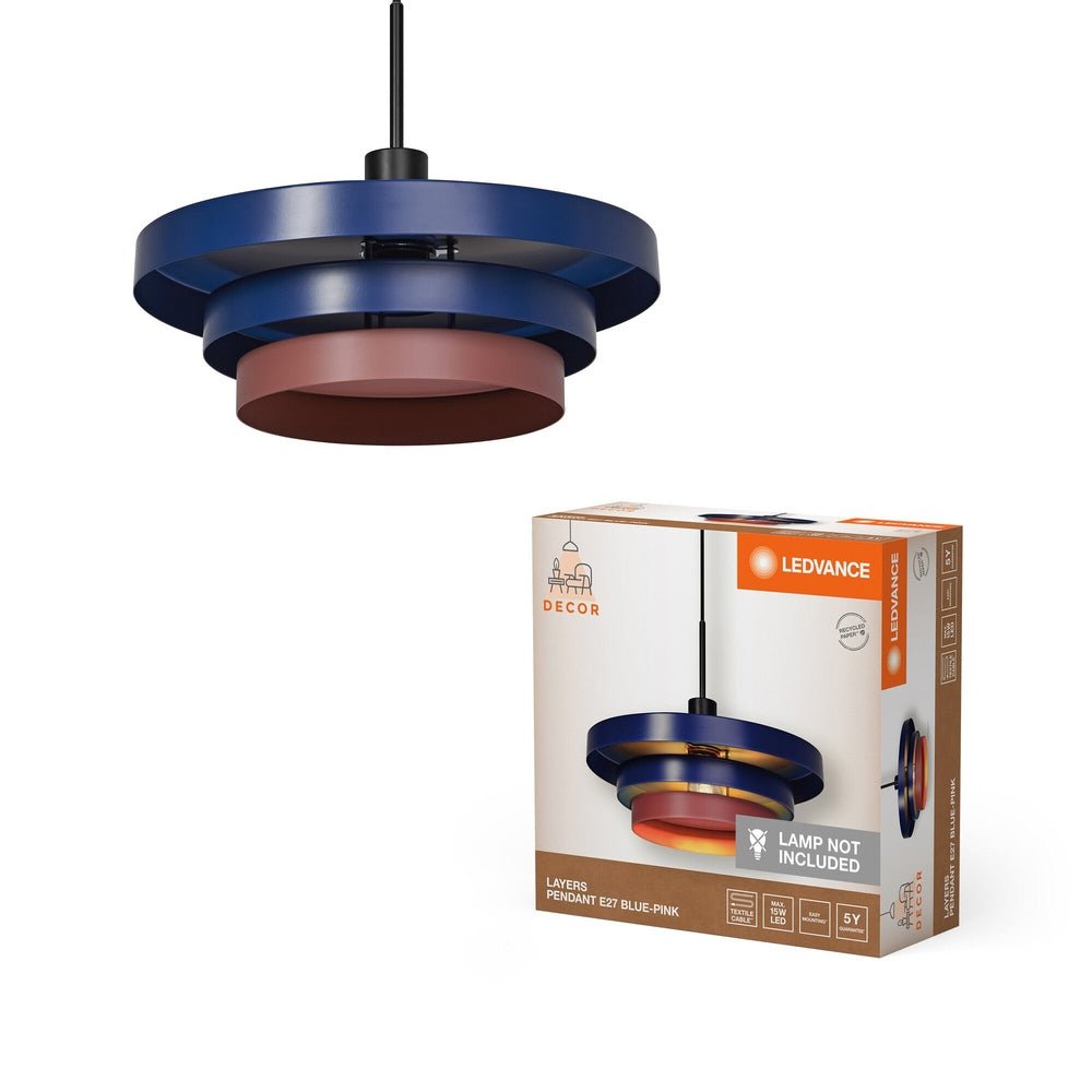 Dekorativní lustr modrá/růžová E27 15W LAYERS PENDANT