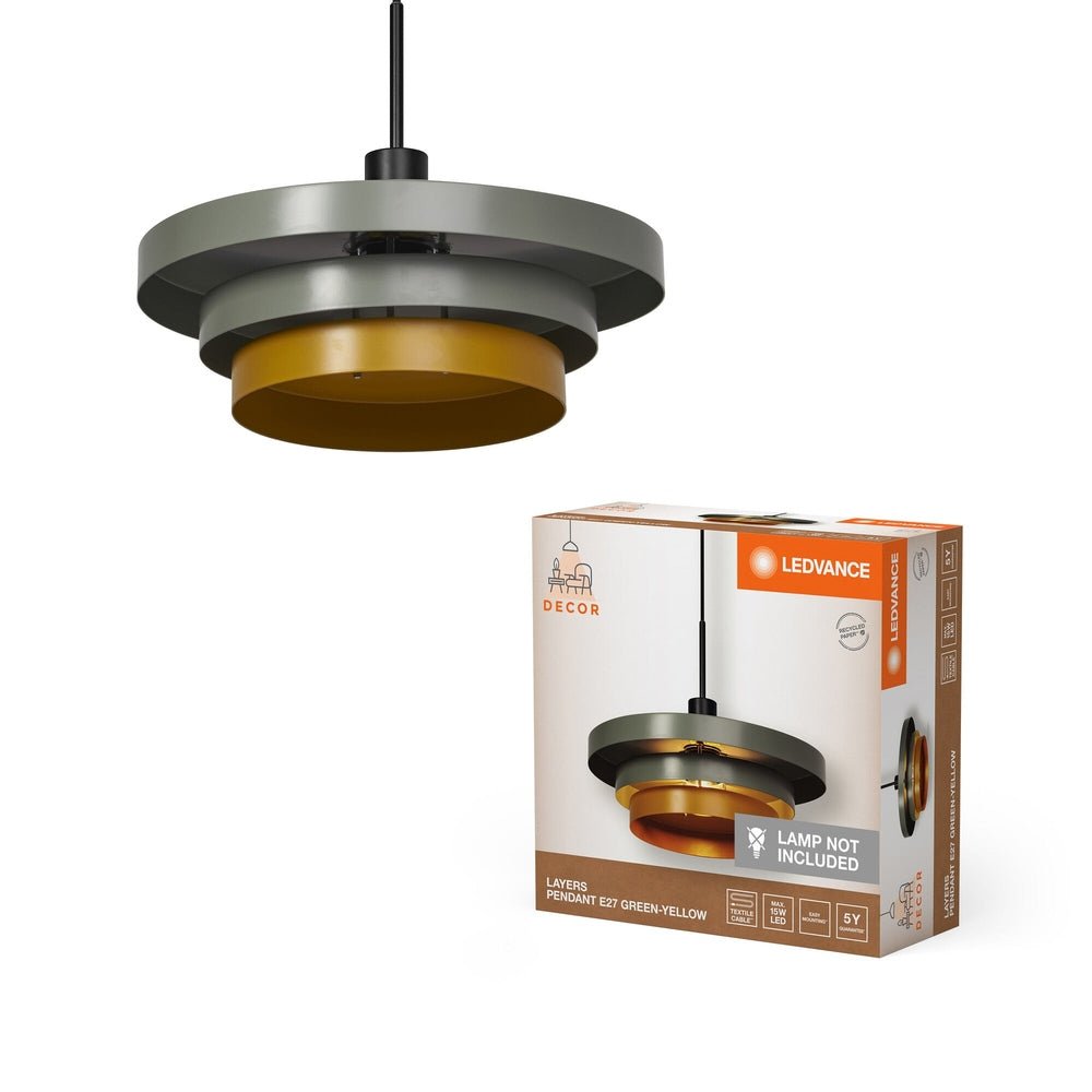 Dekorativní lustr zelená/žltá E27 15W LAYERS PENDANT