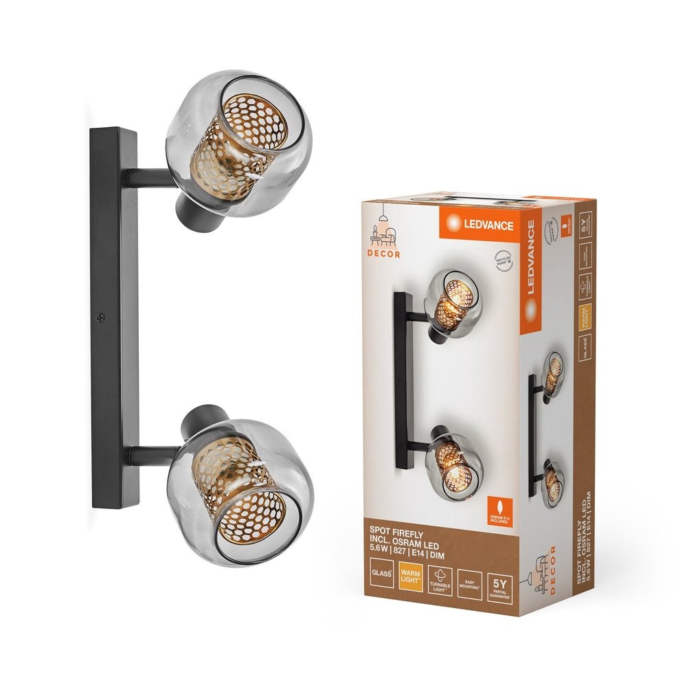 Dekorativní nástěnné světlo 2xE14 5.6W FIREFLY, teplá bílá