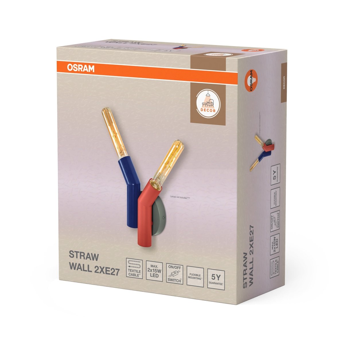 4099854454721 - Dekorativní nástěnné svítidlo Straw 2xE27 vícebarevné - Nástěnné svítidlo - LEDVANCE e - shop