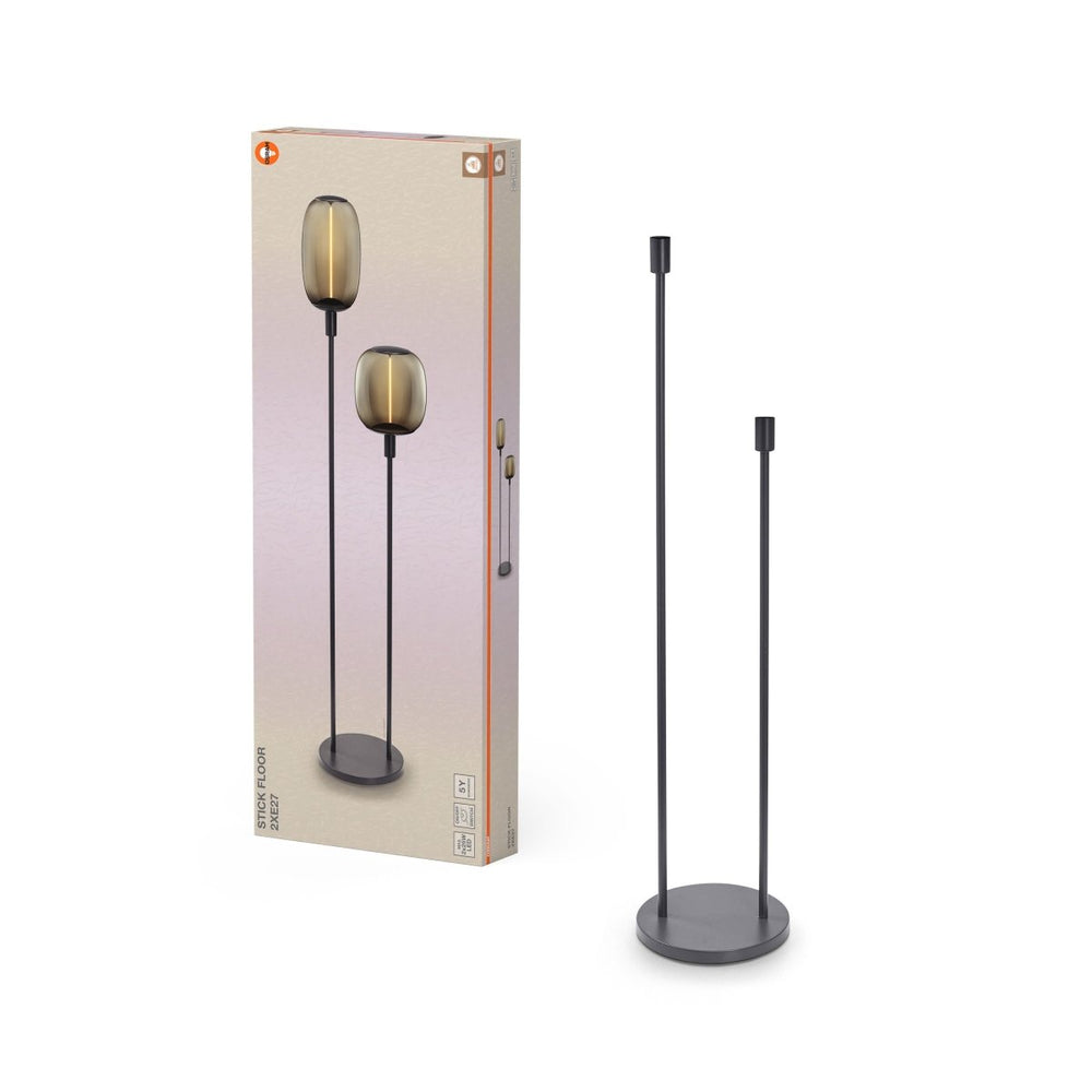 Dekorativní šedá stojací lampa 2XE27