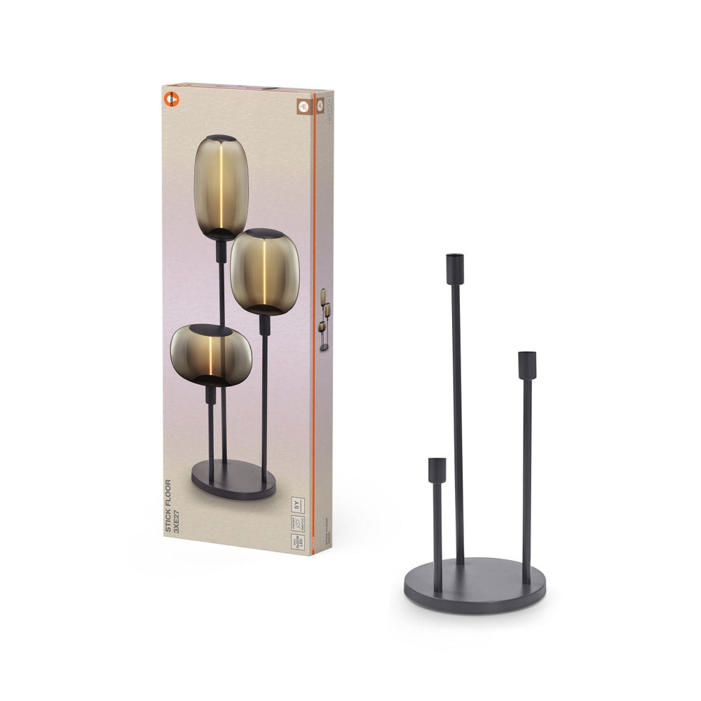 Dekorativní šedá stojací lampa 3xE27