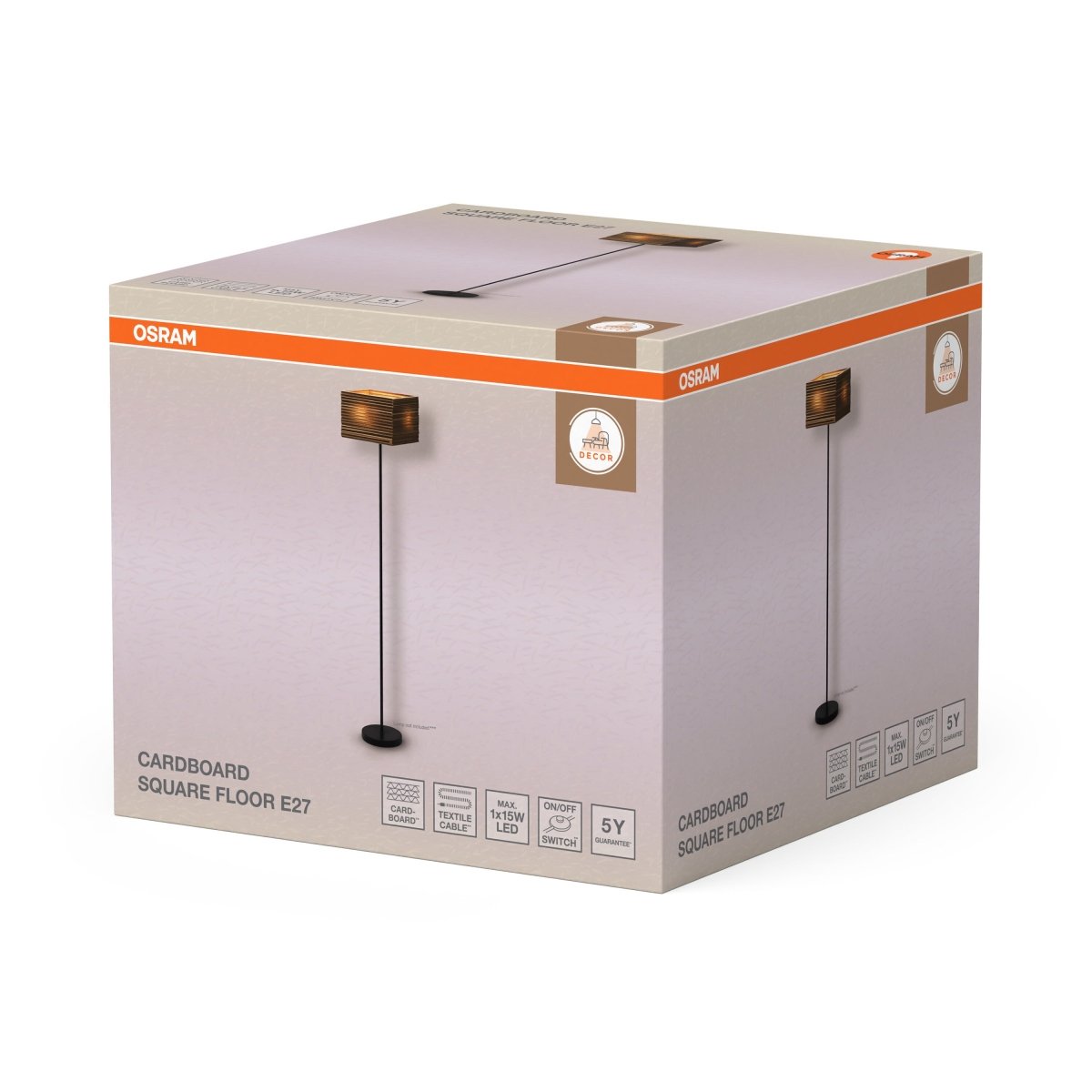4099854454011 - Dekorativní stojací lampa Cardboard Square E27 hnědá, 300 mm - Stojací lampa - LEDVANCE e - shop