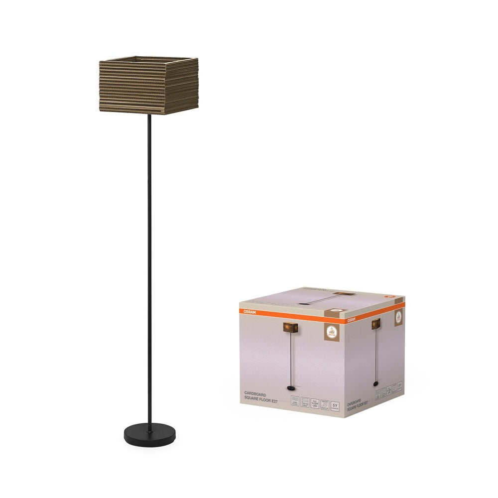 Dekorativní stojací lampa Cardboard Square E27 hnědá, 300 mm