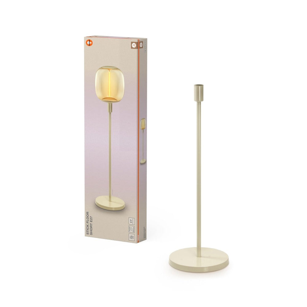 Dekorativní stojací lampa E27, béžová, krátká,