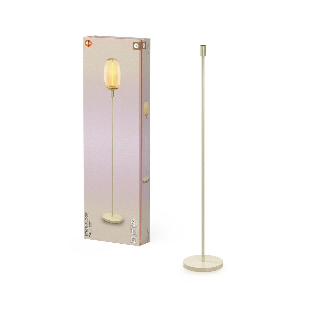 Dekorativní stojací lampa E27, béžová, vysoká