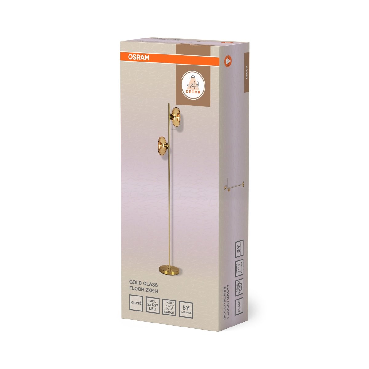 4058075850705 - Dekorativní stojací lampa Gold Glass 2xE14, zlatá - Stojací lampa - LEDVANCE e - shop