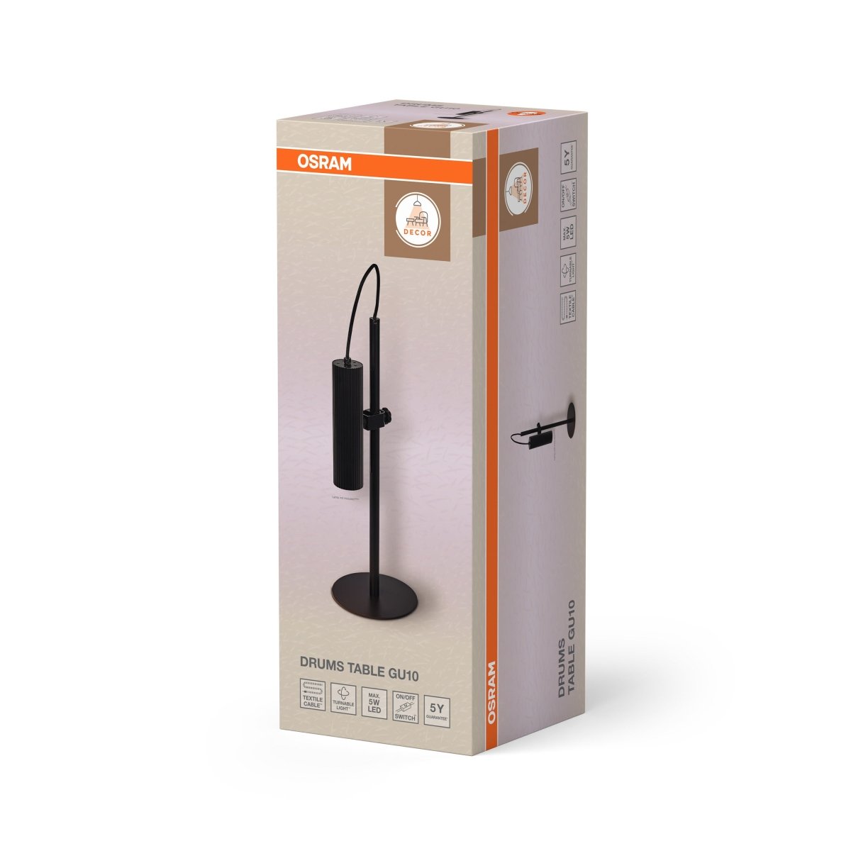 4099854454301 - Dekorativní stolní lampa Drums, černá, GU10, 180 mm - Stojací lampa - LEDVANCE e - shop