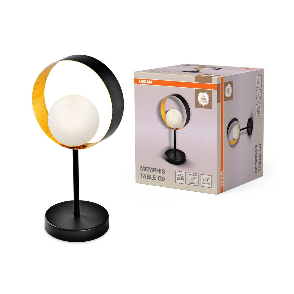 Dekorativní stolní lampa Memphis, G9, kov a sklo