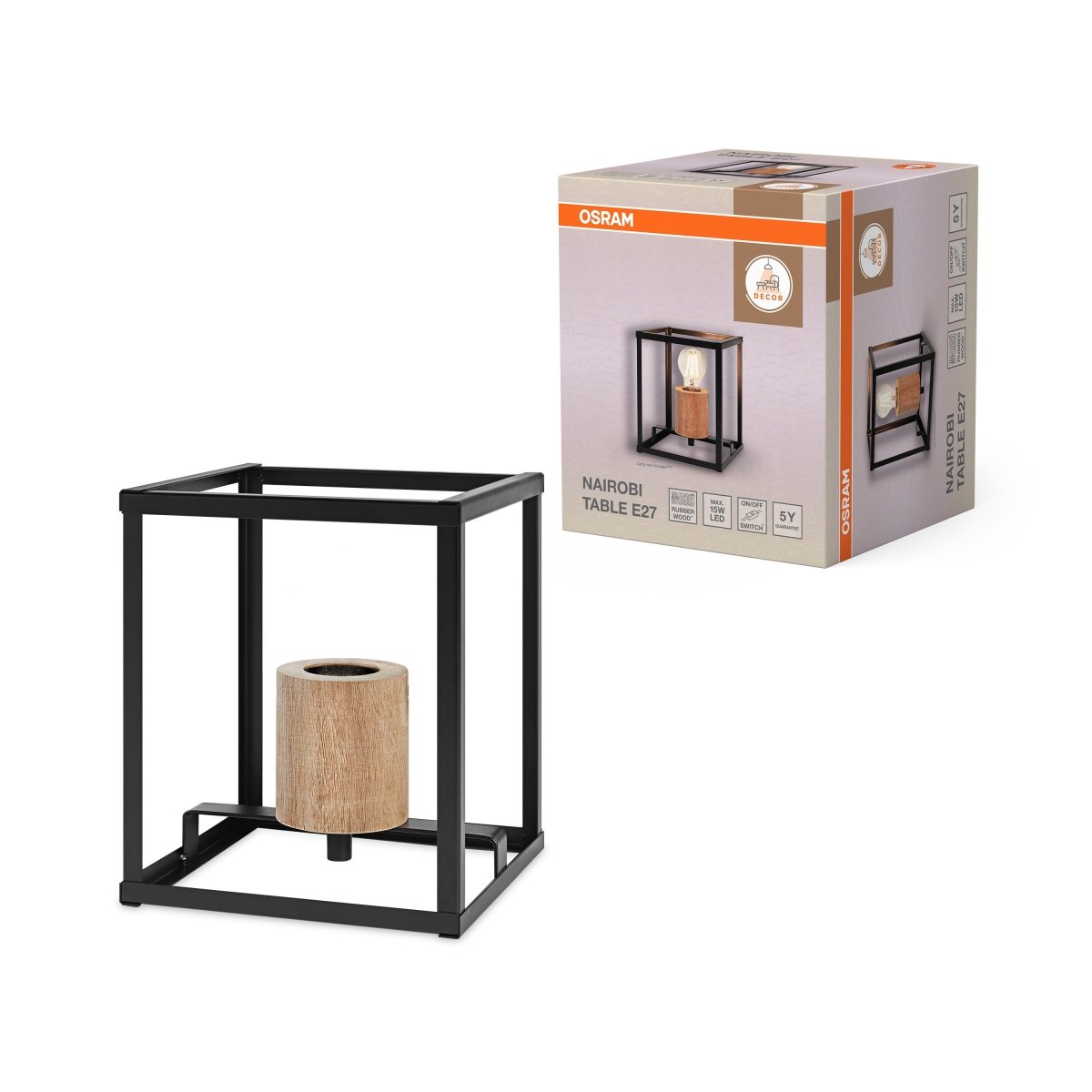 4099854440502 - Dekorativní stolní lampa Nairobi, E27, kov a dřevo - Stolní lampa - LEDVANCE e - shop