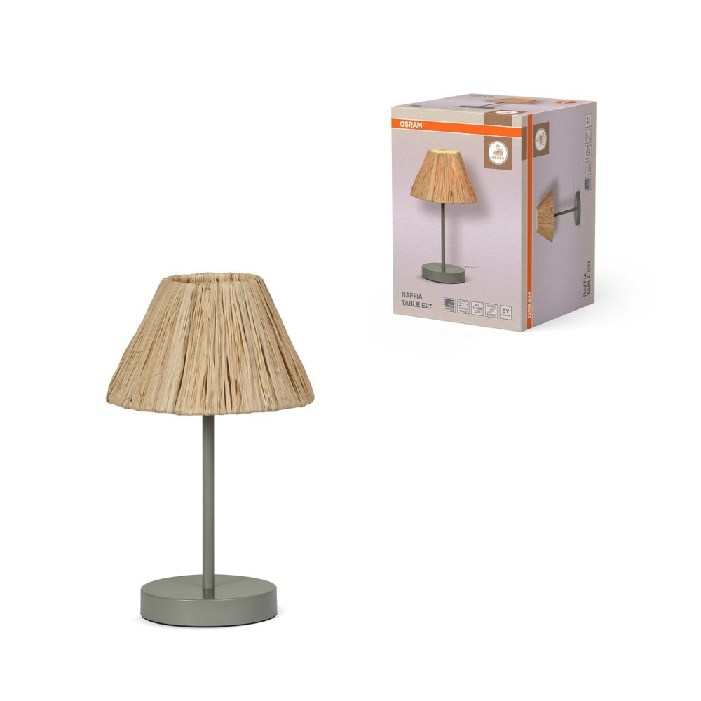 Dekorativní stolní lampa Raffia E27, zelená