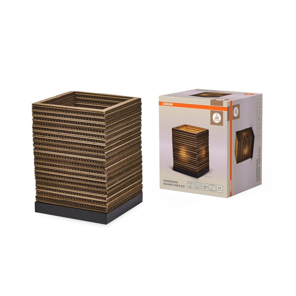 Dekorativní stolní lampa Square, kartonová, patice E27, hnědá