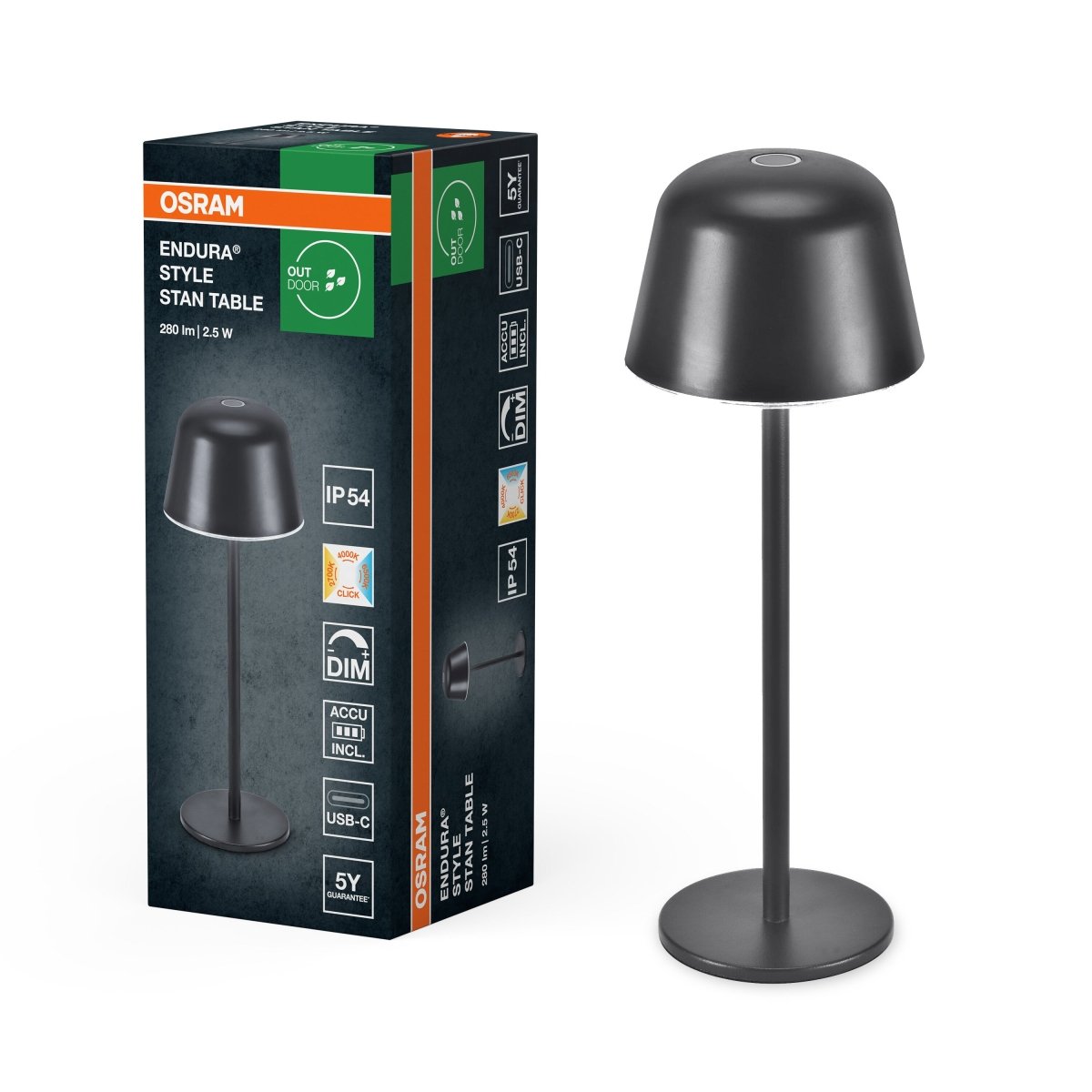 4099854445200 - Dekorativní stolní svítidlo Endura Style, CCT, USB, tmavě šedé - Venkovní stolní svítidlo - LEDVANCE e - shop
