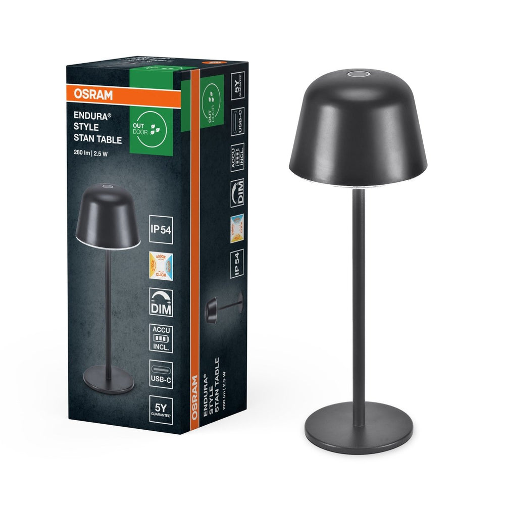 Dekorativní stolní svítidlo Endura Style, CCT, USB, tmavě šedé