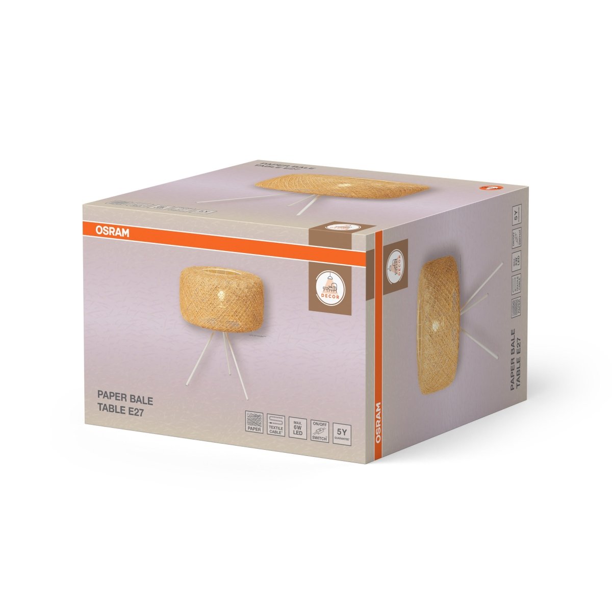 4099854454820 - Dekorativní stolní svítidlo Paper Bale, 1xE27, béžové - Stojací lampa - LEDVANCE e - shop