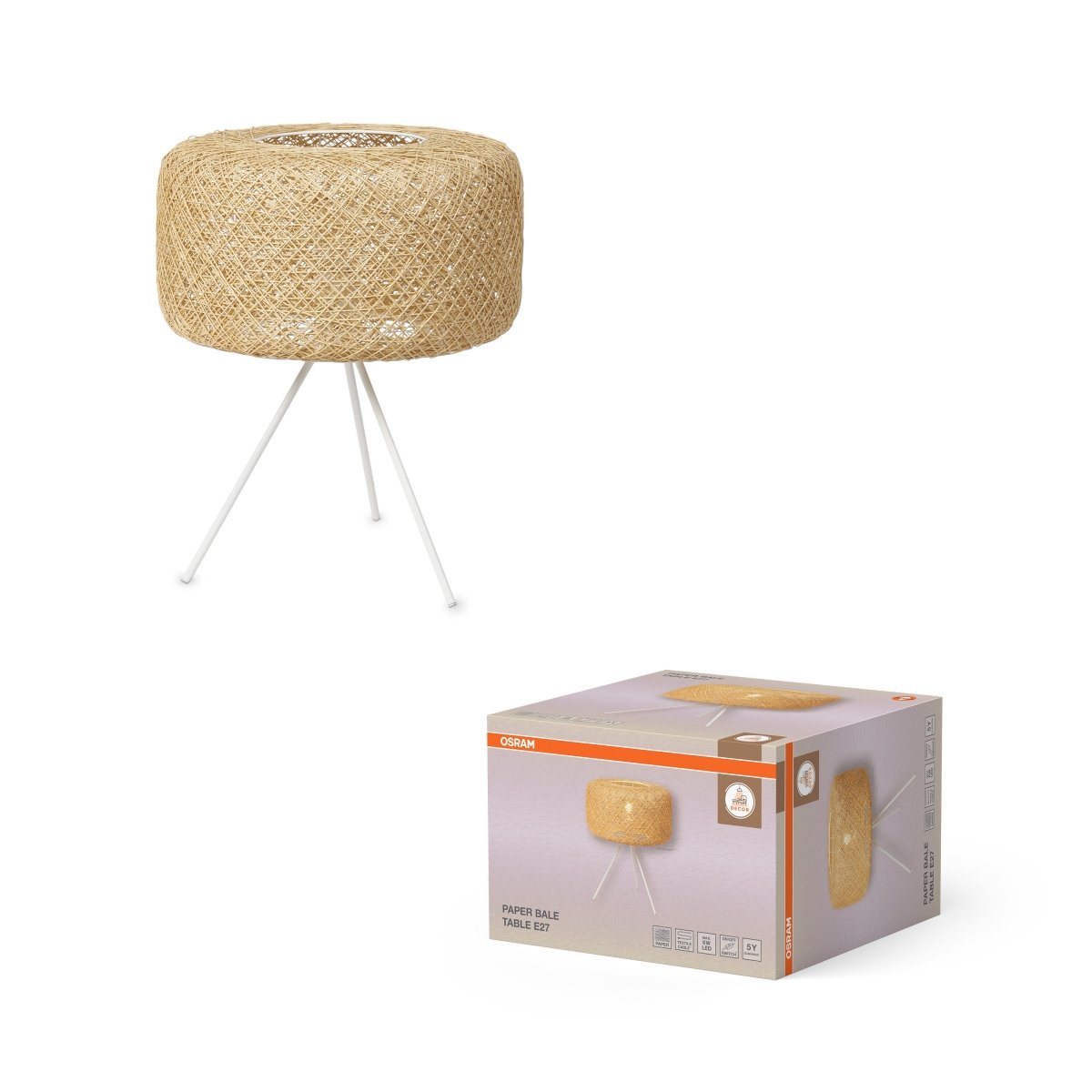 4099854454820 - Dekorativní stolní svítidlo Paper Bale, 1xE27, béžové - Stojací lampa - LEDVANCE e - shop