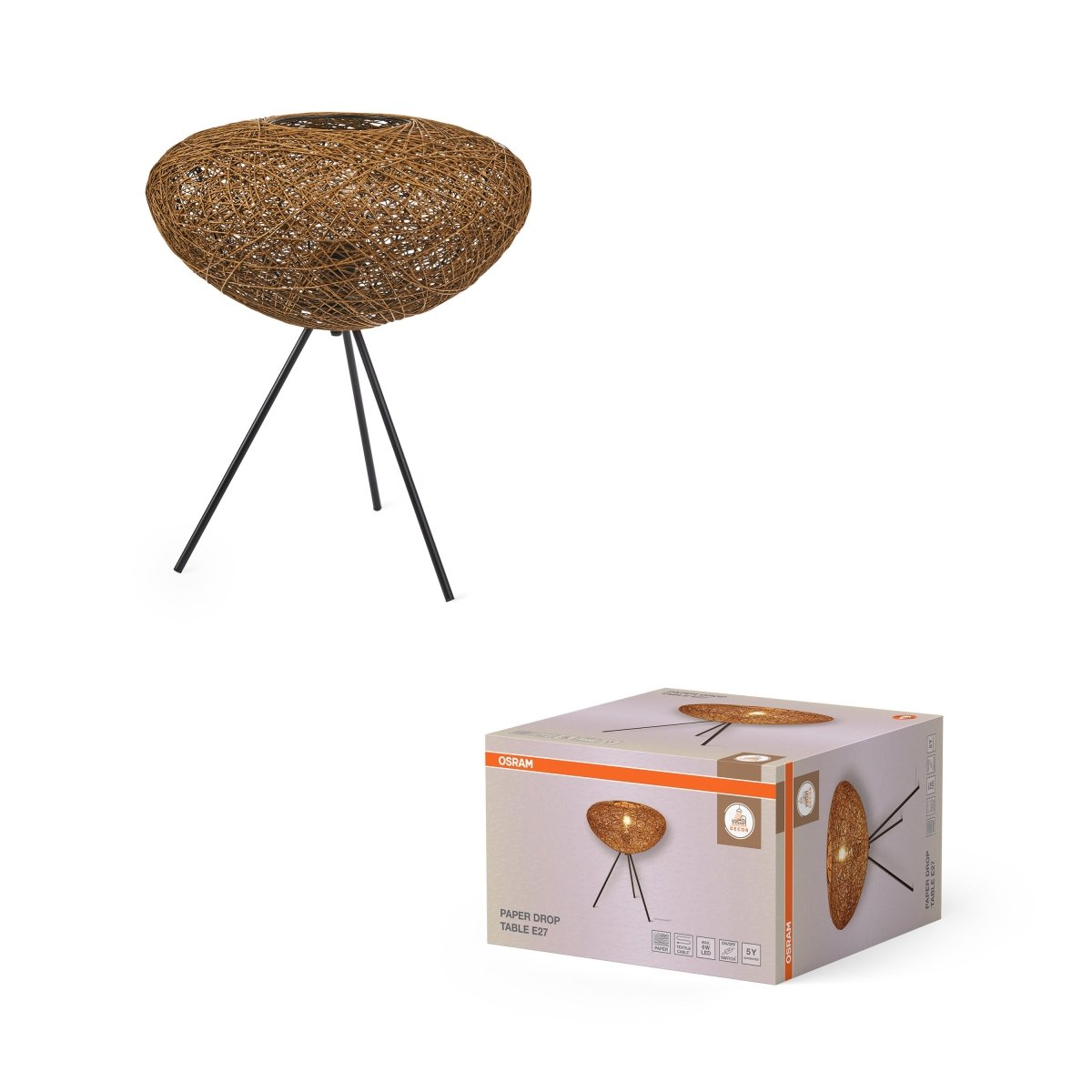4099854454868 - Dekorativní stolní svítidlo Paper Kapka, 1xE27, béžové - Stojací lampa - LEDVANCE e - shop
