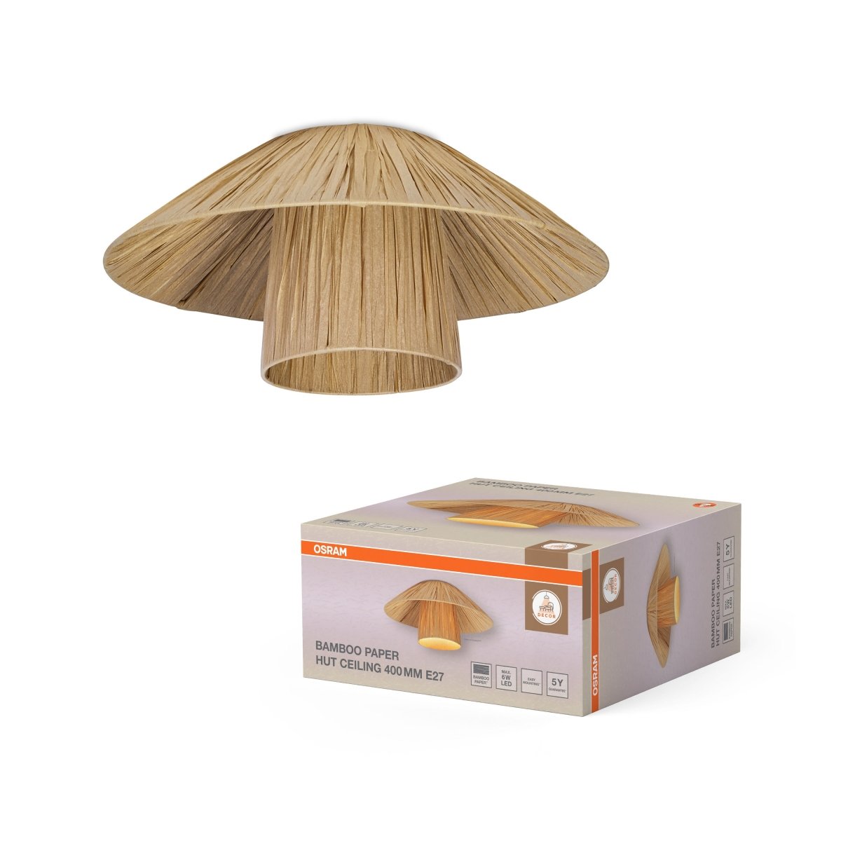 4099854452864 - Dekorativní stropní svítidlo Bamboo Paper Hut 400 mm E27 hnědé - Stropní svítidlo - LEDVANCE e - shop