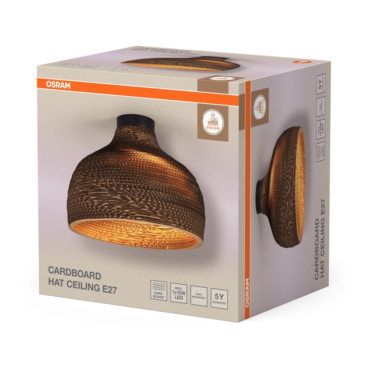 4099854453199 - Dekorativní stropní svítidlo Cardboard Hat E27 hnědé - Stropní svítidlo - LEDVANCE e - shop