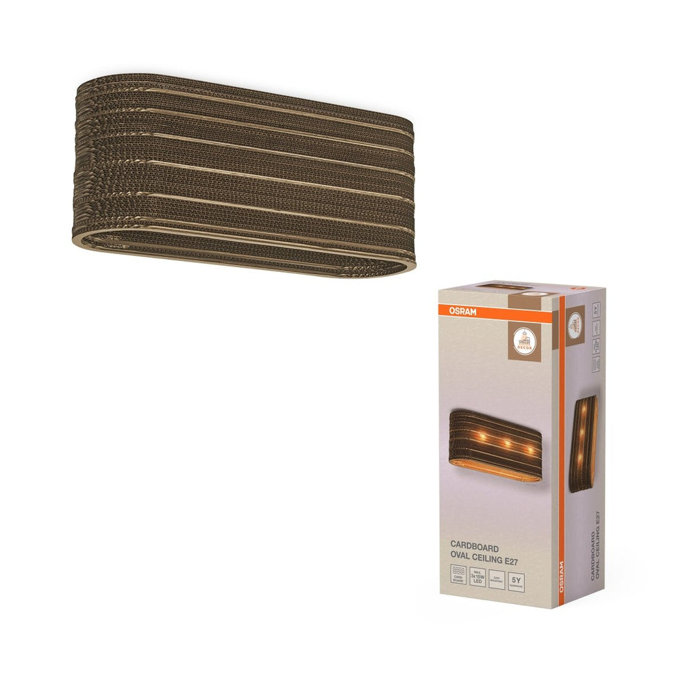 Dekorativní stropní svítidlo Cardboard Oval 3xE27 hnědé, 600 mm