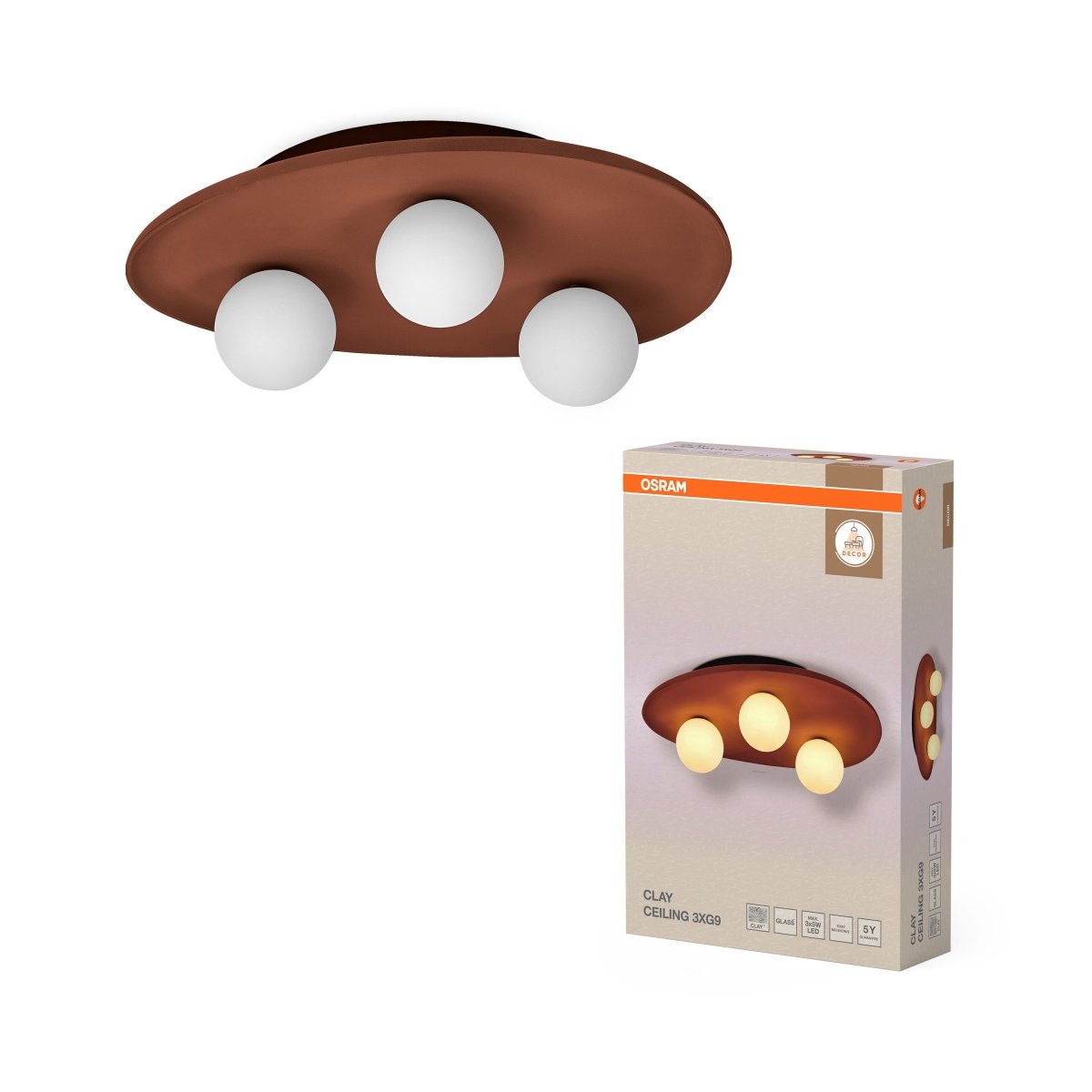 4099854453458 - Dekorativní stropní svítidlo Clay Nest 3xG9 hnědé, 500 mm - Nástěnné svítidlo - LEDVANCE e - shop