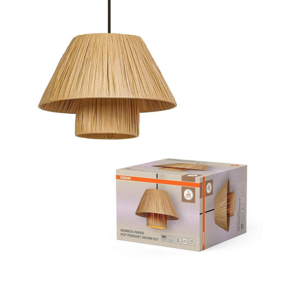 Dekorativní závěsné svítidlo Bamboo Paper Hut, 280 mm, E27, hnědé