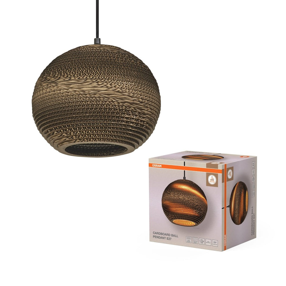 Dekorativní závěsné svítidlo Cardboard Ball, E27, hnědé