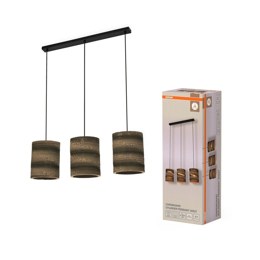 Dekorativní závěsné svítidlo Cardboard Cylinder, 3xE27, hnědé