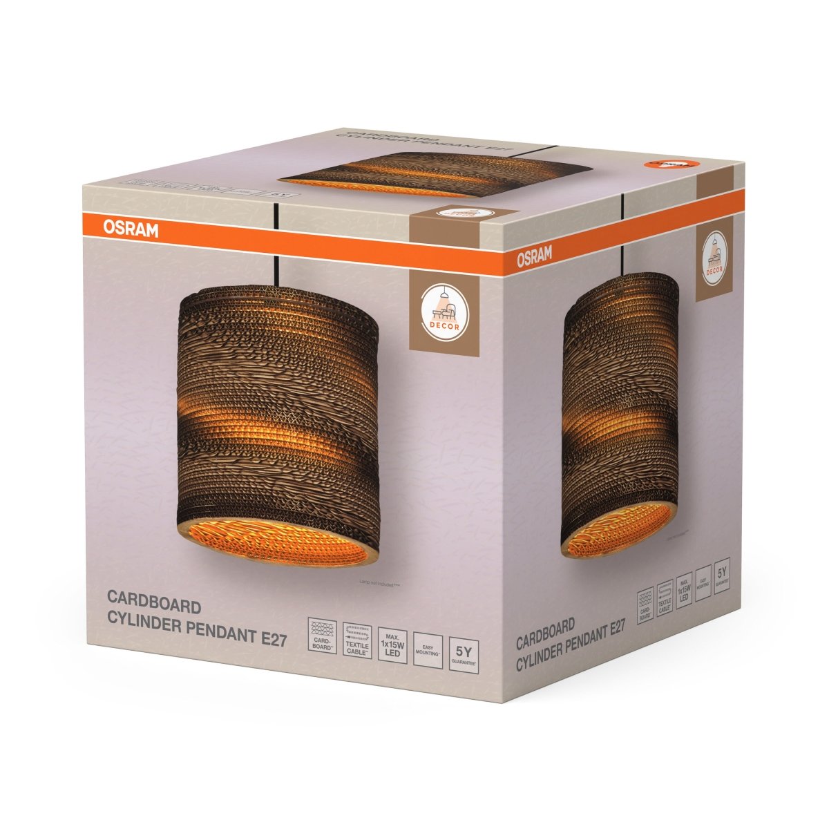 4099854458866 - Dekorativní závěsné svítidlo Cardboard Cylinder E27 hnědé - Závěsné - LEDVANCE e - shop