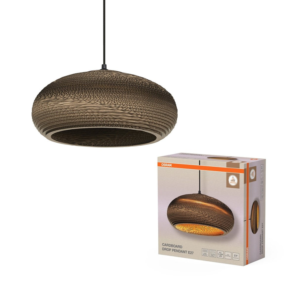 Dekorativní závěsné svítidlo Cardboard Kapka E27 hnědé