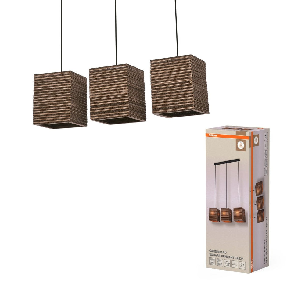 Dekorativní závěsné svítidlo Cardboard Square, 3xE27, hnědé