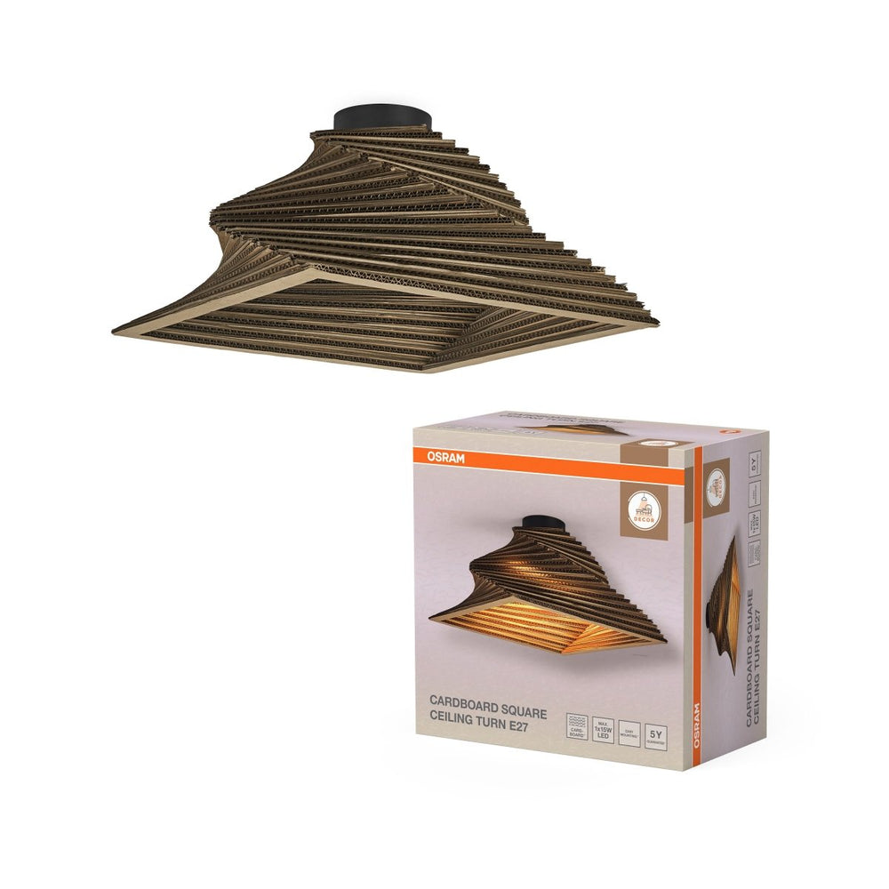 Dekorativní závěsné svítidlo Cardboard Square Turn E27 hnědé, 400 mm