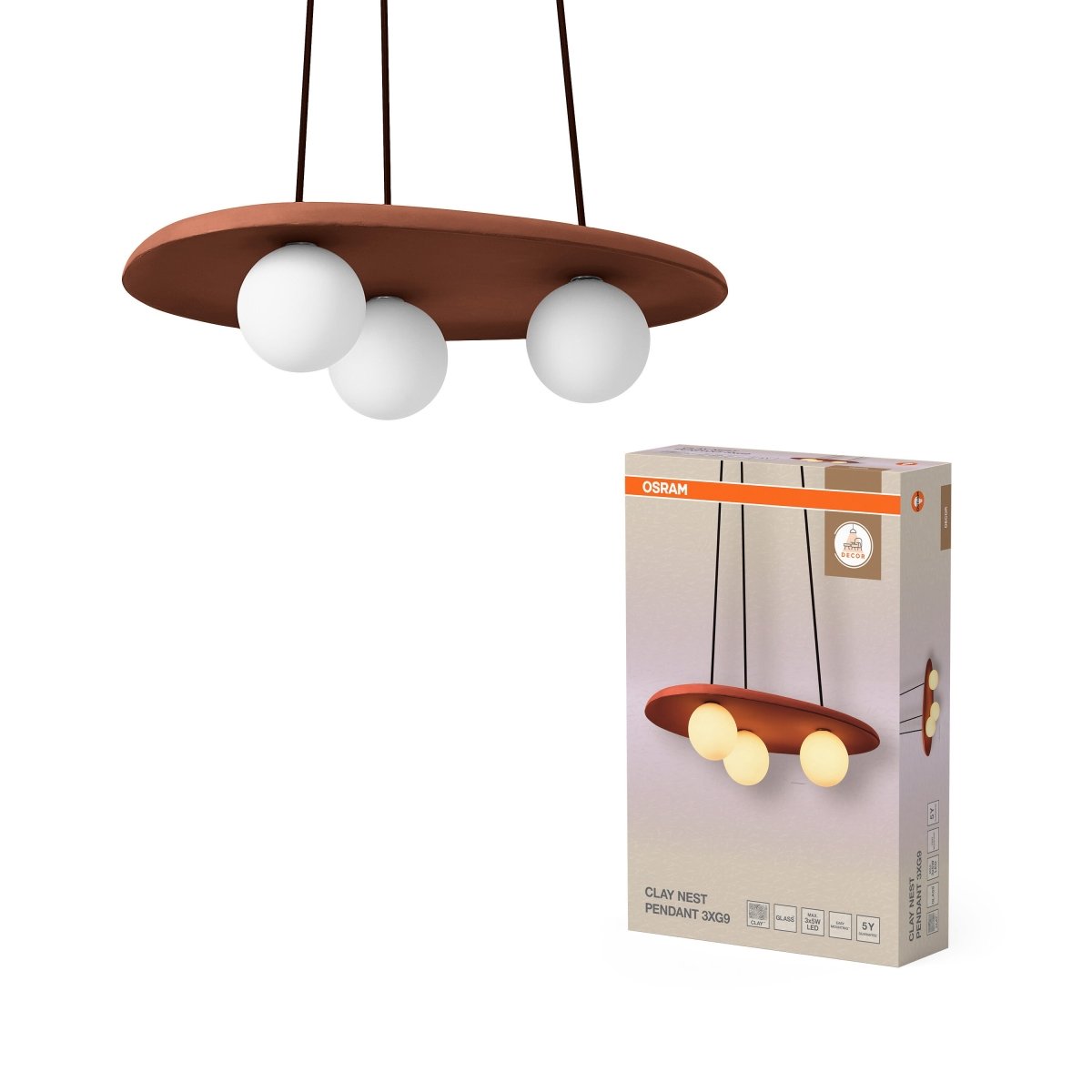 4099854459061 - Dekorativní závěsné svítidlo Clay Nest, 3xG9, hnědé - Závěsné - LEDVANCE e - shop