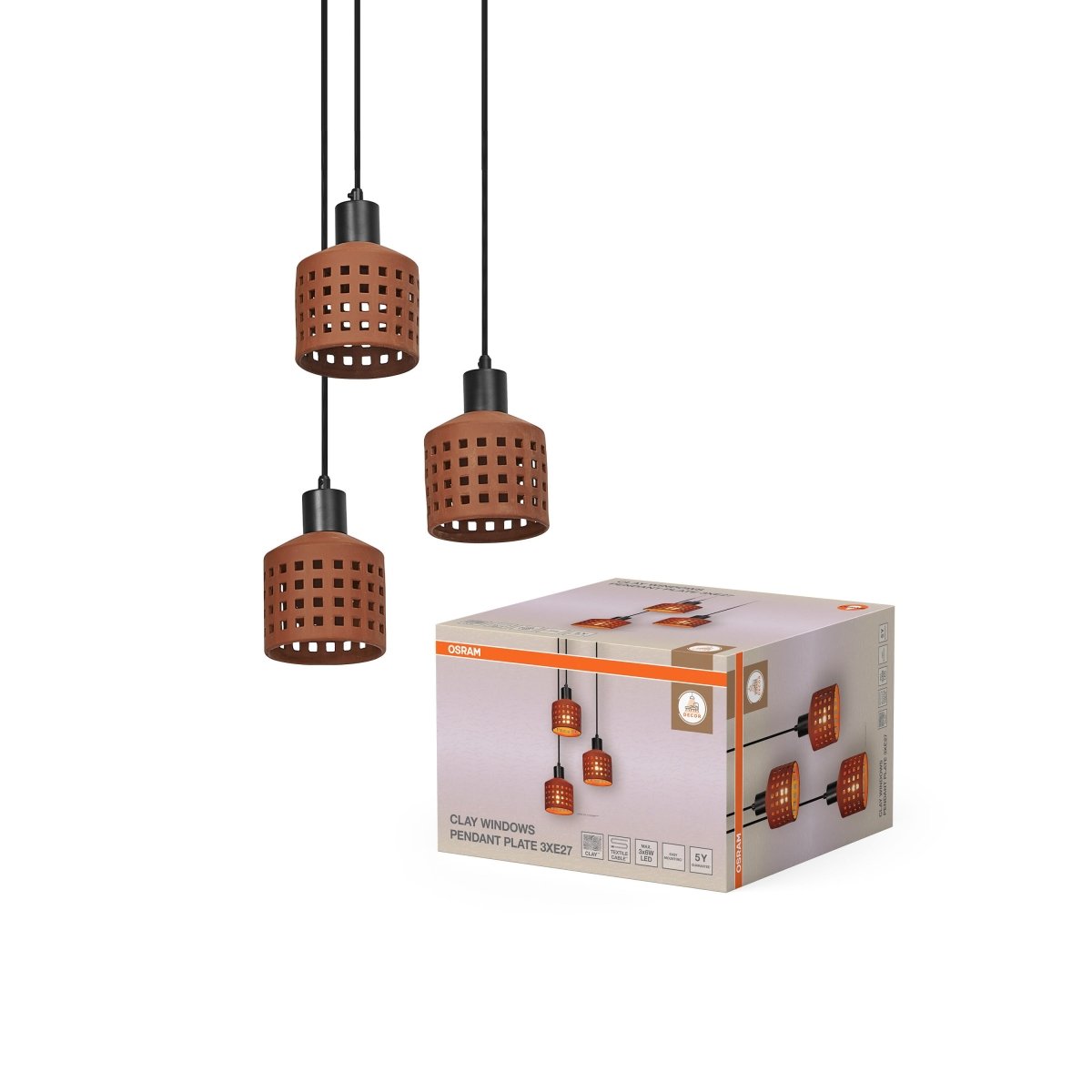 4099854459108 - Dekorativní závěsné svítidlo Clay Windows PL 3xE27 hnědé - Závěsné - LEDVANCE e - shop