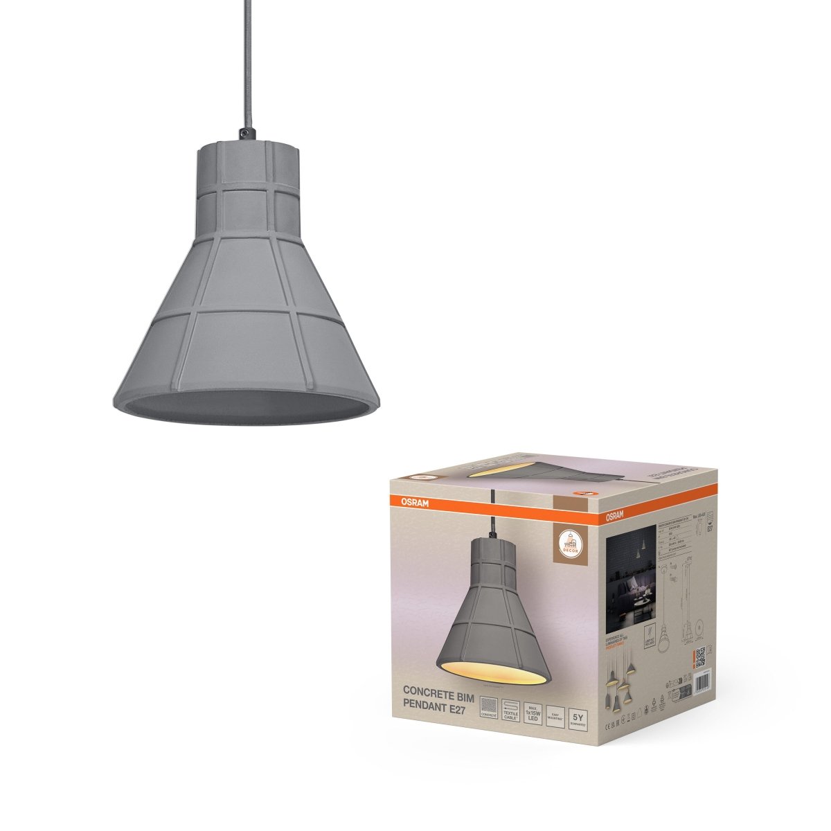 4099854459146 - Dekorativní závěsné svítidlo Concrete Bim E27 tmavě šedé - Závěsné - LEDVANCE e - shop