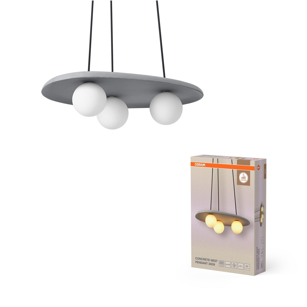 4099854459160 - Dekorativní závěsné svítidlo Concrete Nest, 3xG9, šedé - Závěsné - LEDVANCE e - shop