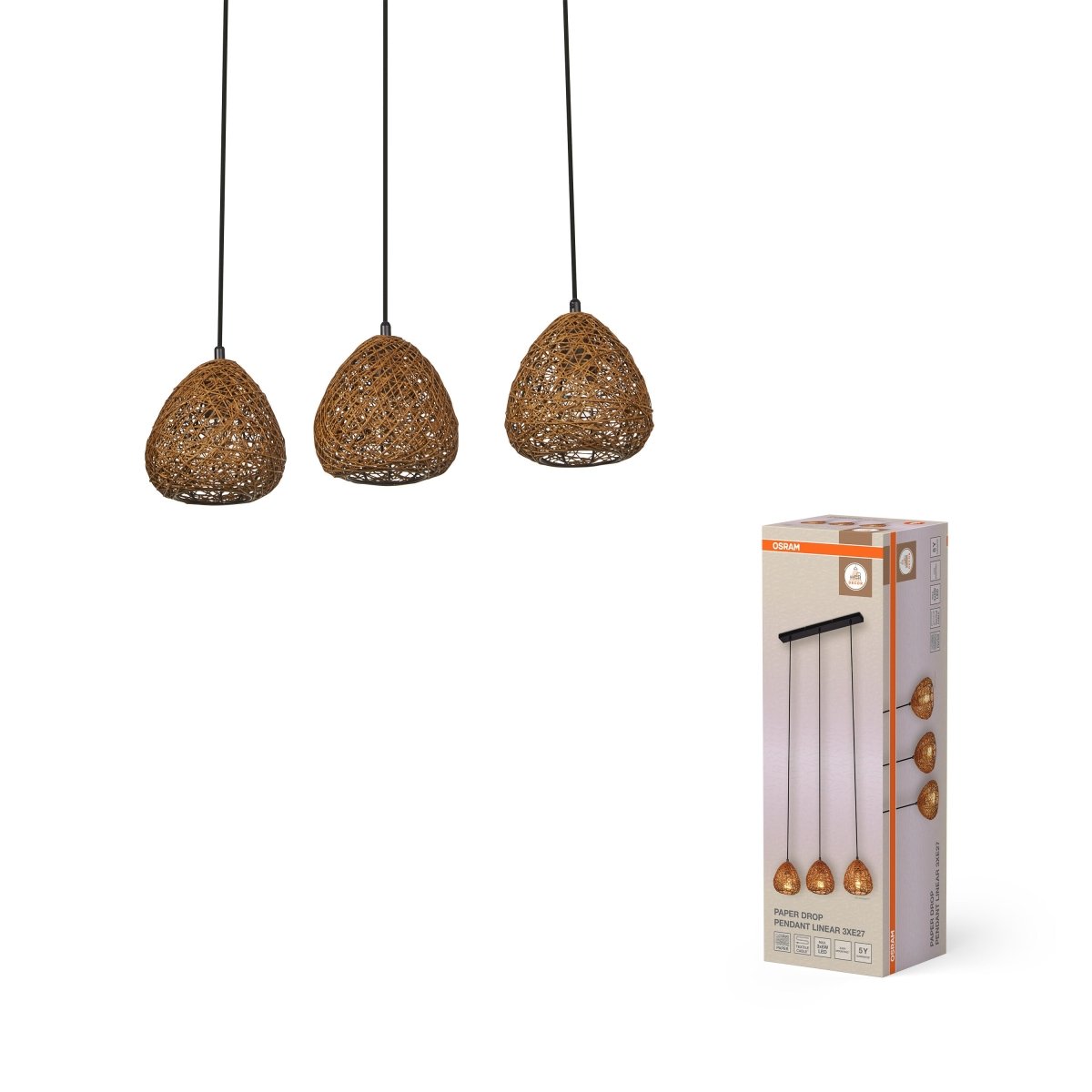 4099854460654 - Dekorativní závěsné svítidlo Paper Drop Linear 3xE27 béžové, 610 mm - Závěsné - LEDVANCE e - shop
