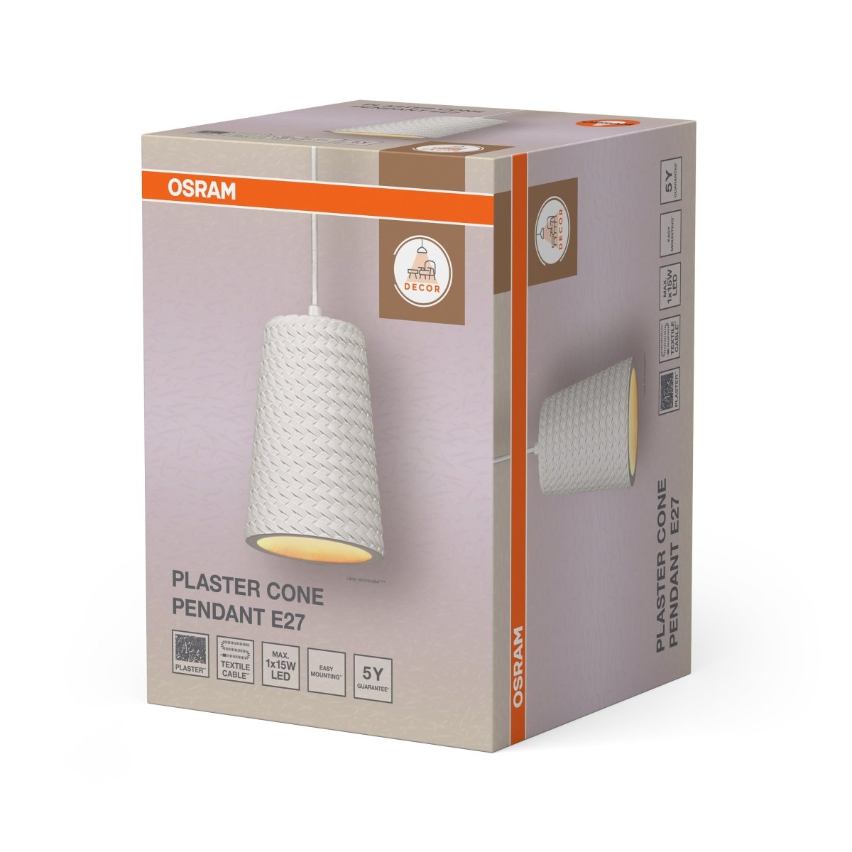 4099854460753 - Dekorativní závěsné svítidlo Plaster Cone E27 Bílá - Závěsné - LEDVANCE e - shop
