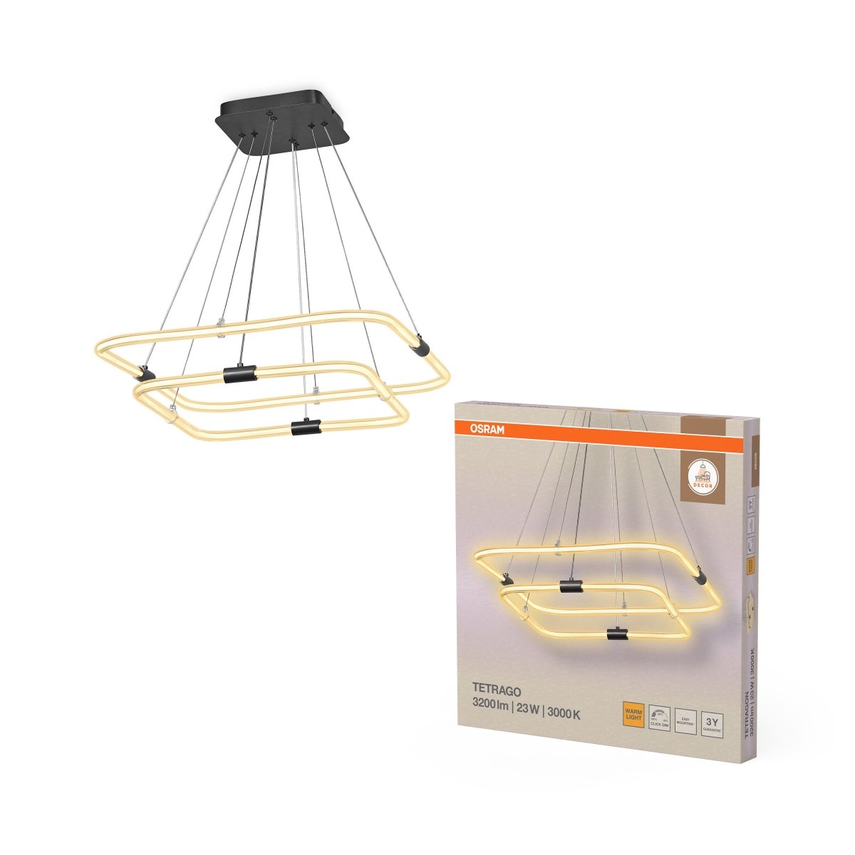 4099854461705 - Dekorativní závěsné svítidlo Tetragon 23W Teplá bílá, 567 mm - Závěsné - LEDVANCE e - shop