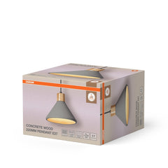 4099854459245 - Dekorativní závěsné svítidlo z betonu a dřeva, 220 mm, E27, tmavě šedé - Závěsné - LEDVANCE e - shop