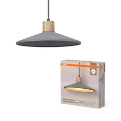 4099854459269 - Dekorativní závěsné svítidlo z betonu a dřeva, Ø320 mm, E27, tmavě šedé - Závěsné - LEDVANCE e - shop