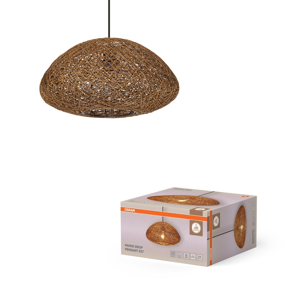 4099854460692 - Dekorativní závěsné svítidlo z papíru ve tvaru kapky, 1×E27, béžové - Závěsné - LEDVANCE e - shop