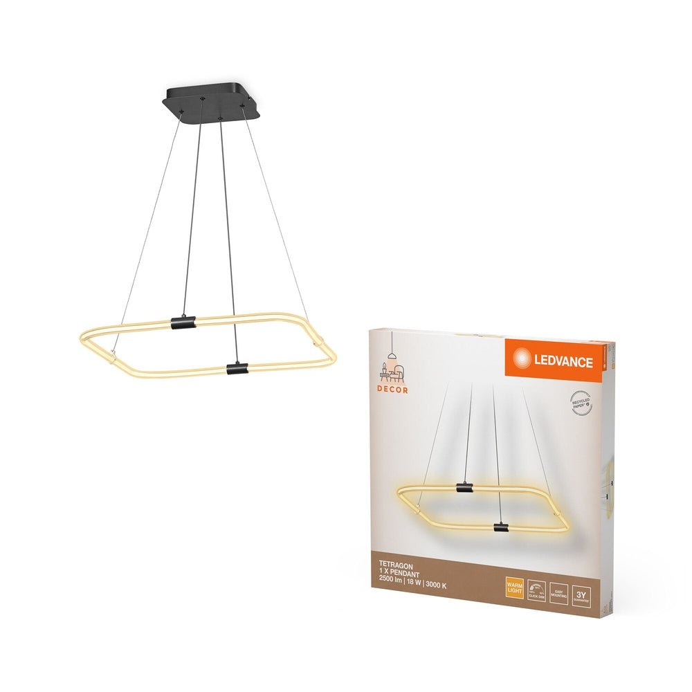 Designový lustr čtvercový 18W TETRAGON, teplá bílá