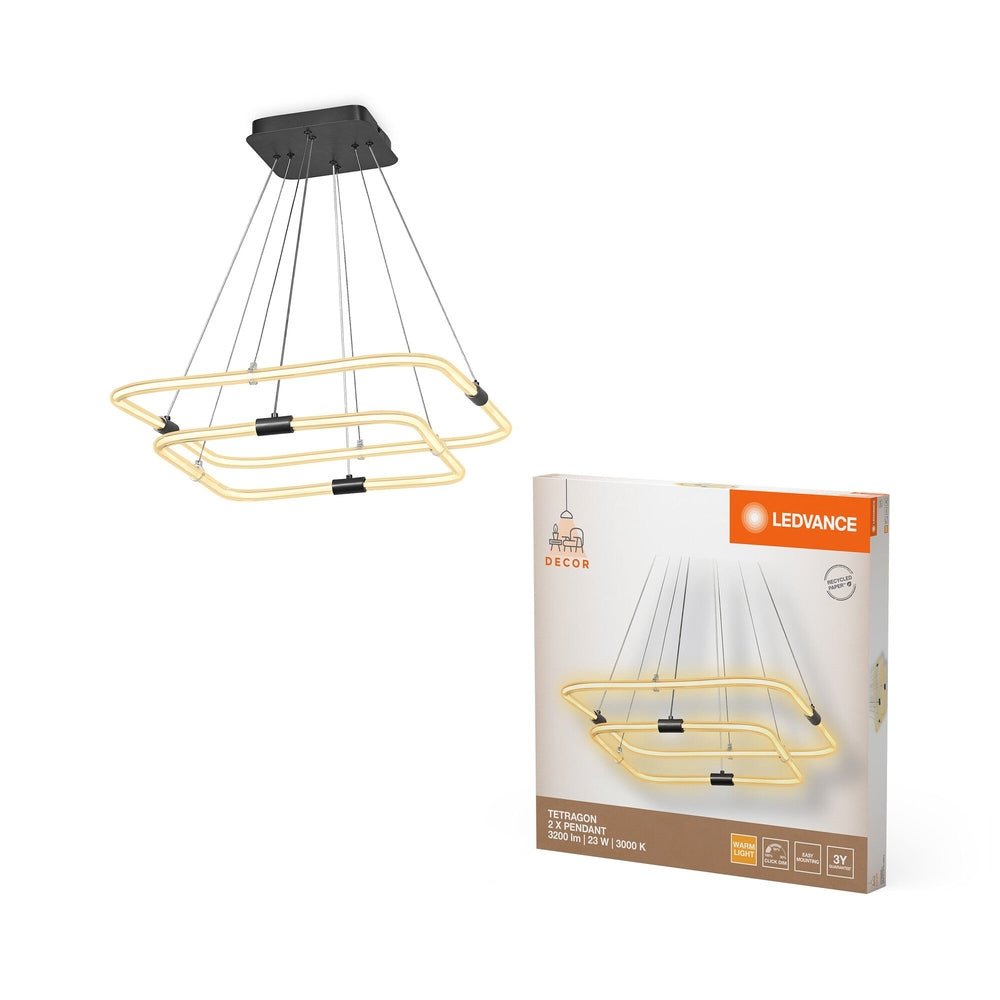 Designový lustr čtvercový 23W 2x TETRAGON, teplá bílá